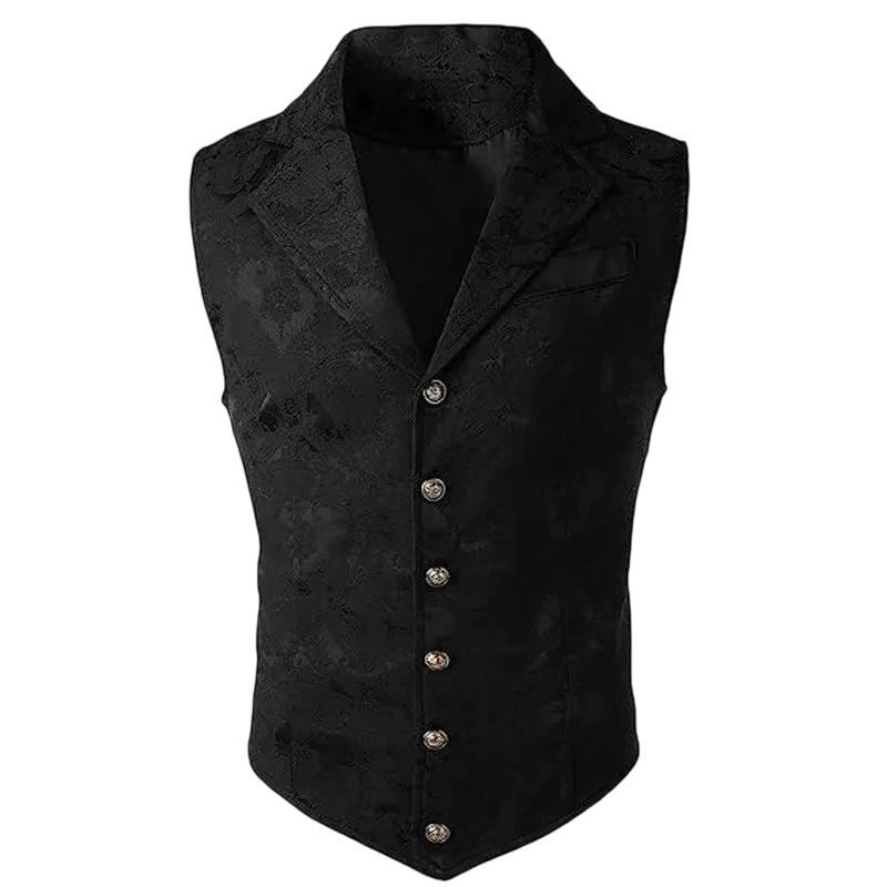 Suits Vest Coat Men Button Formal Sleeveless Coats Floral Print Gothic Punk Victoria Costume Waistcoat Lapel Collar Vest Uniform