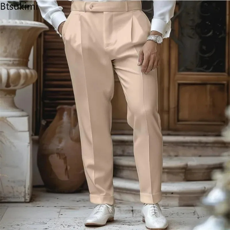 New Men's High-end Suit Pants Elegant Fashion Casual Party Dress Pants Spring Autumn Men Business Social Straight Formal Trouser
