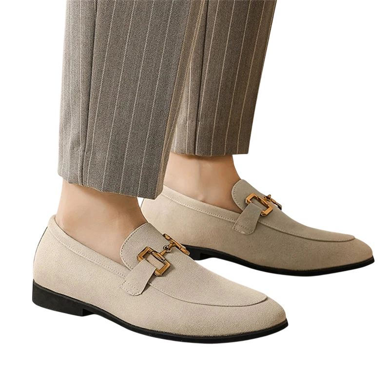 Fashion Brand Men Suede Leather Shoes Black Beige Horsebit Loafers Slip On Formal Mens Dress Shoes Wedding Office Casual Shoes