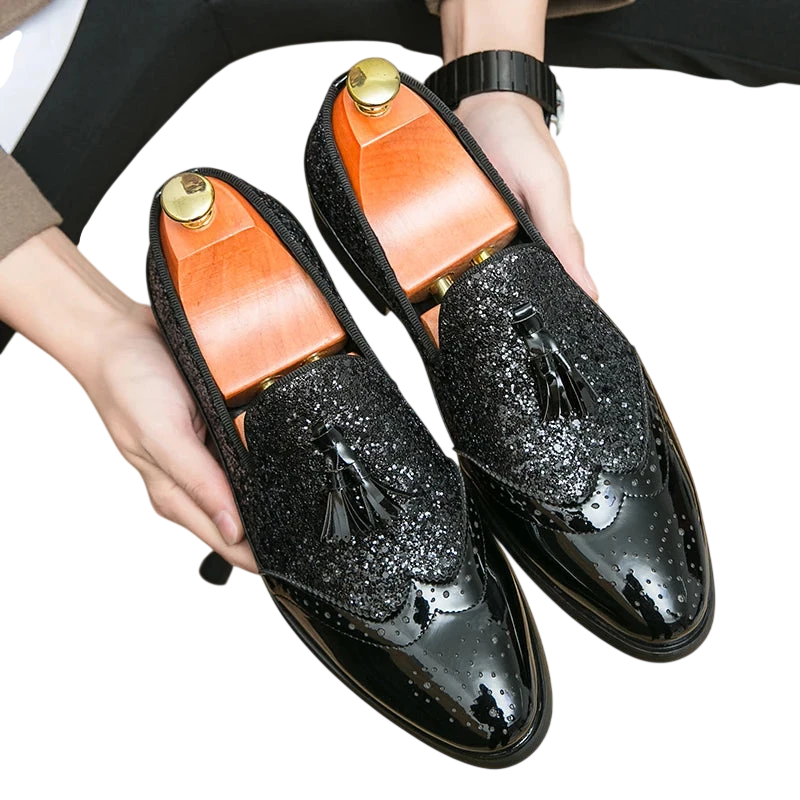 Business Dress Shoes Mens Oxfords Genuine Leather Pointy Toe Lace Up High Quality Office Wedding Formal Shoes For Men Black