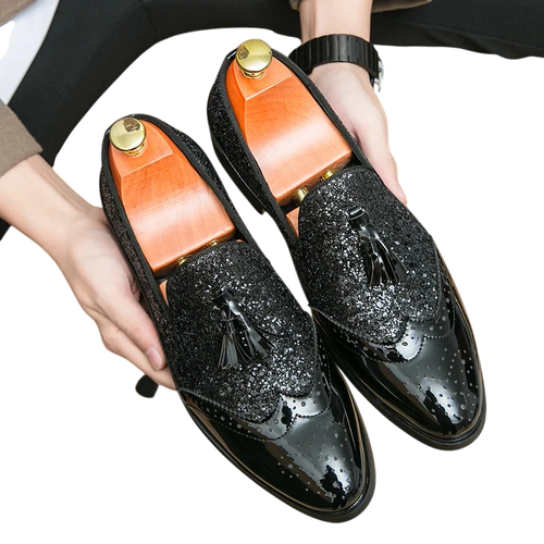 Business Dress Shoes Mens Oxfords Genuine Leather Pointy Toe Lace Up High Quality Office Wedding Formal Shoes For Men Black