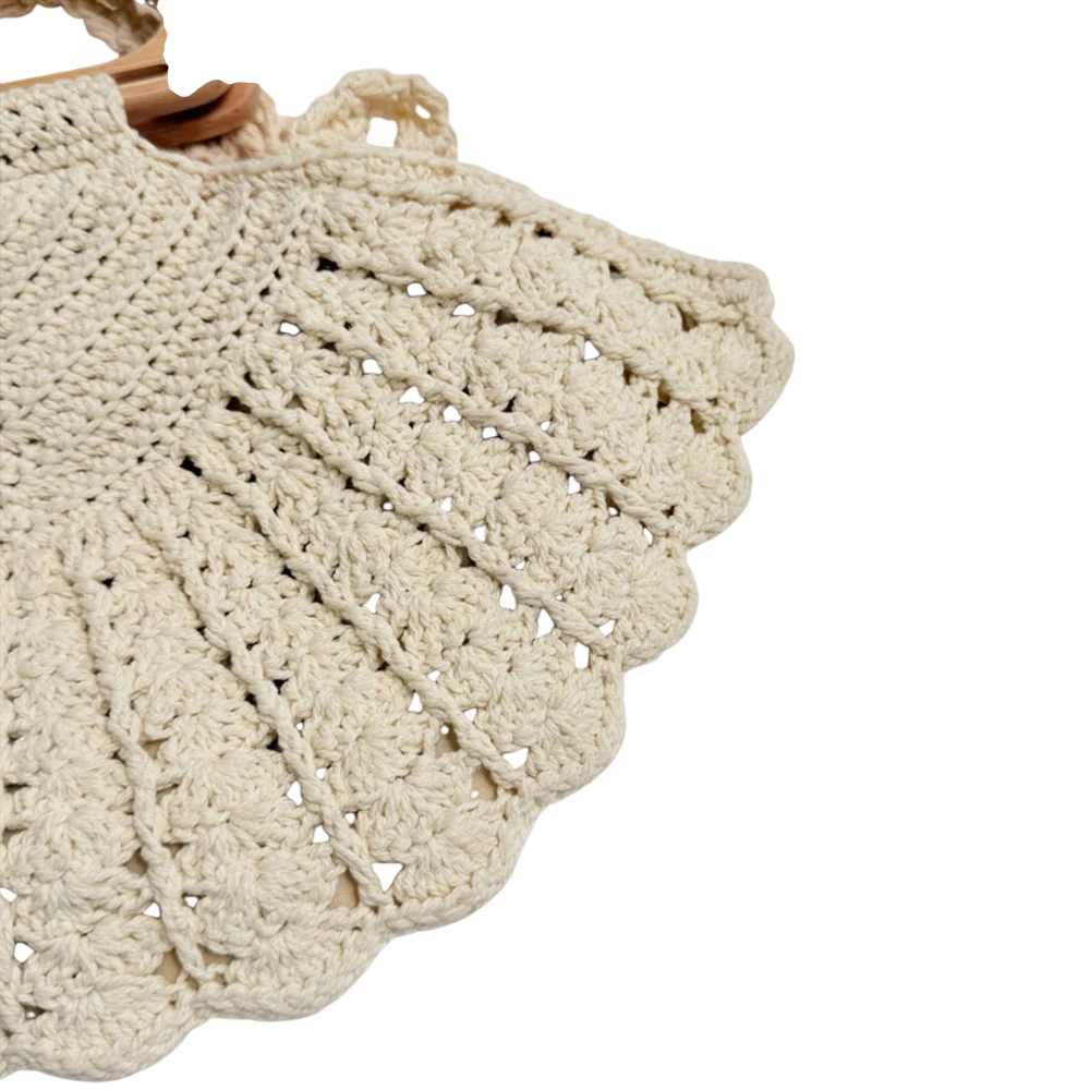 Handbag Crochet Straw Tote Bag Summer Beach Handbag With Wooden Handle For Daily Use Vacation Casual Women