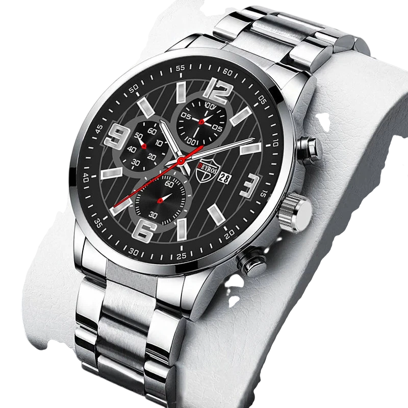 Mens Fashion Sports Watches For Men Business Stainless Steel Quartz Wristwatch Calendar Man Casual Leather Luminous Clock Watch