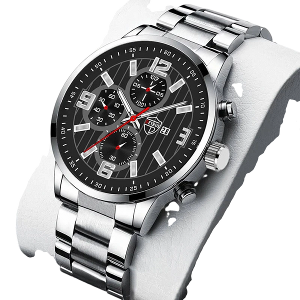 Men's Fashion Sports Watches for Men Business Stainless Steel Quartz Wristwatch Calendar Man Casual Leather Luminous Clock Watch