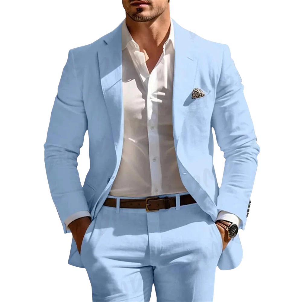 Classic Summer Mens Suit 2Pcs For Wedding Formal Solid Suit Including Jacket Pants For Party Classic Occasion Clothing