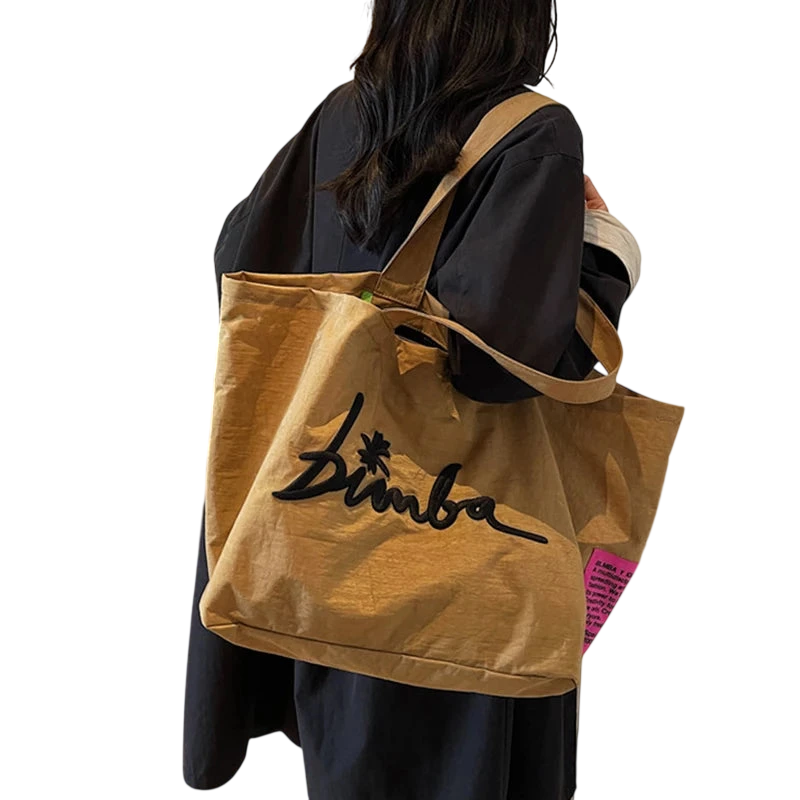 Fashionable And Simple Large Capacity Popular Solid Color Handbag Personalized And Multifunctional Casual Letter Embroidered Sh
