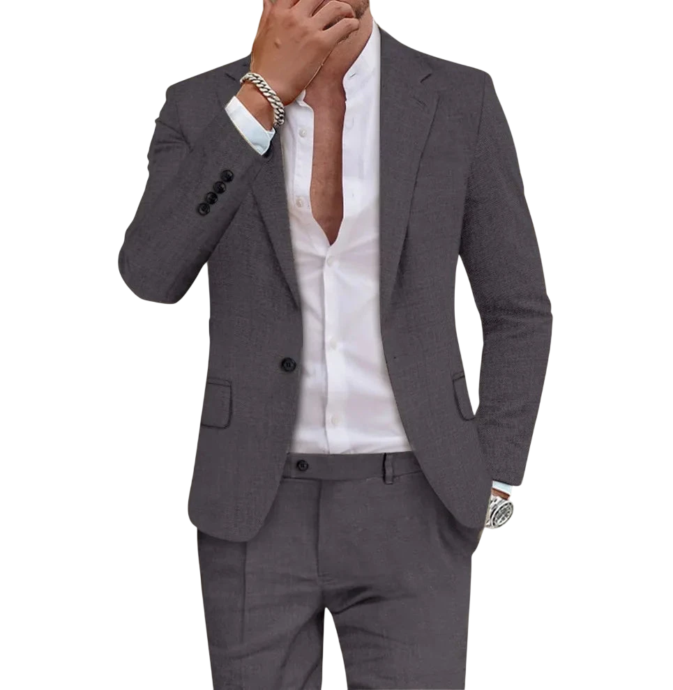 2026 Mens Suit Sets Fashion Party Formal Business Outfit Solid Tuxedo Single Button Blazer Pants Wedding Groom Dress Two Pieces