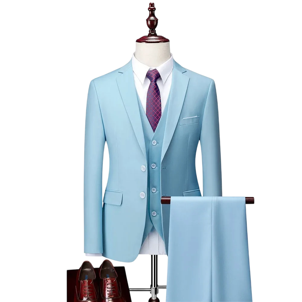 Men 3Pcs Set Suits Slim Fit 2 Buttons Blazer Formal Business Jackets Korean Style Suit Vest Groom Wedding Prom Dinner Waistcoats