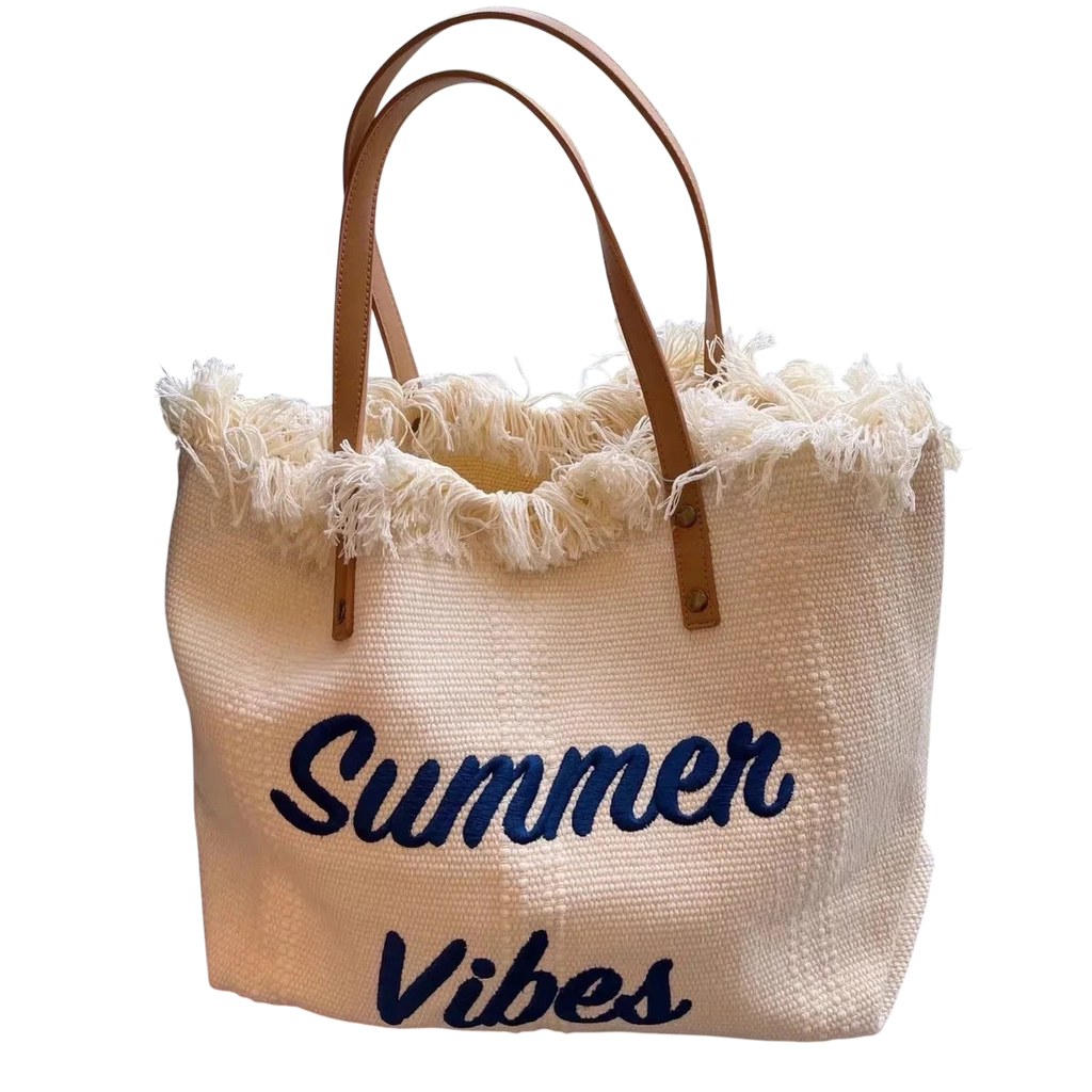 Handbag Woman Bag Design Simple Niche Travel Beach Tote Bag Tassel Letter Embroidery Fashion Large Capacity Shoulder Bags 2022