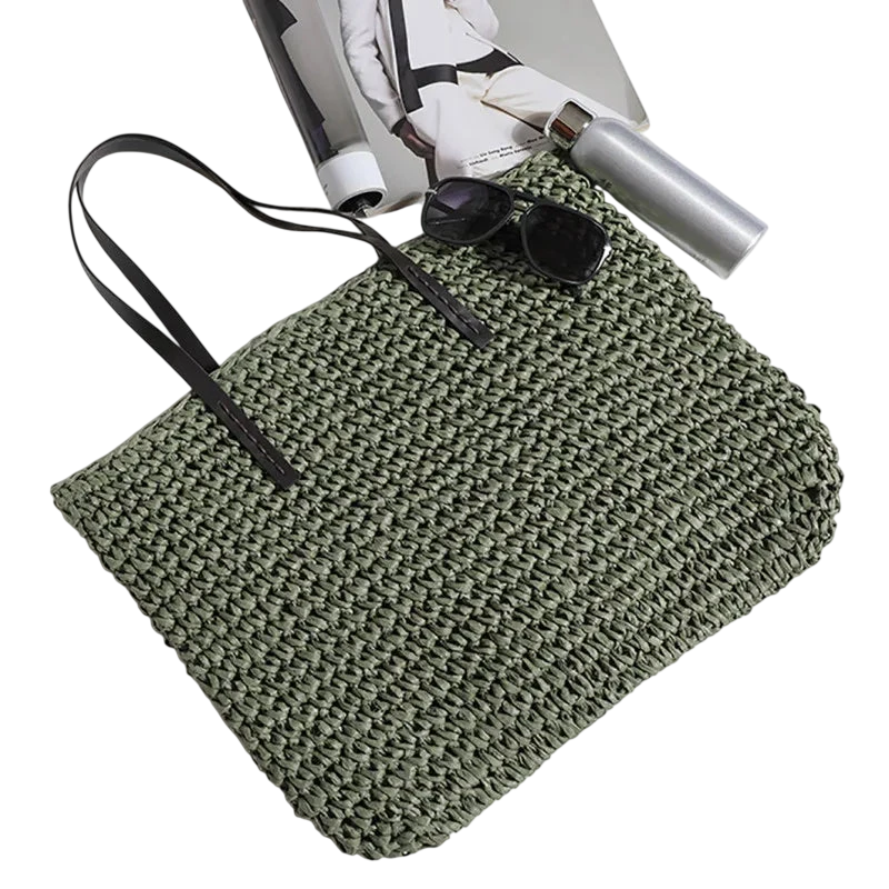 Women Handbag Summer Beach Bag Rattan Woven Handmade Knitted Straw Large Capacity Totes Leather Women Shoulder Bag Bohemia New