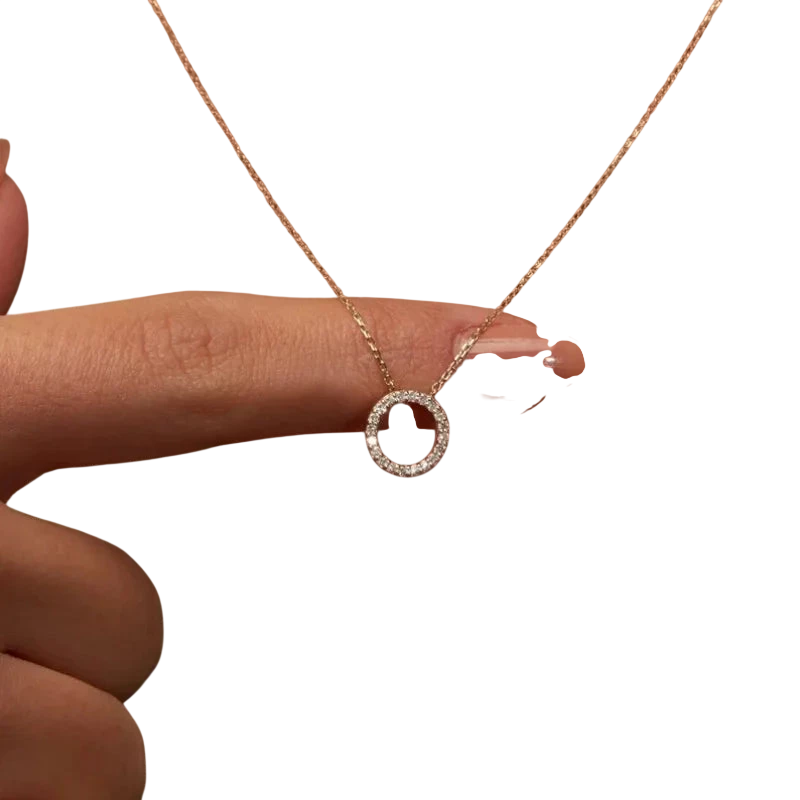 Fashion Trend Elegant Jewelry Simple Crystal Circle Pendant Necklace Golden Color Unquie Women Necklace Party Gift Wholesale