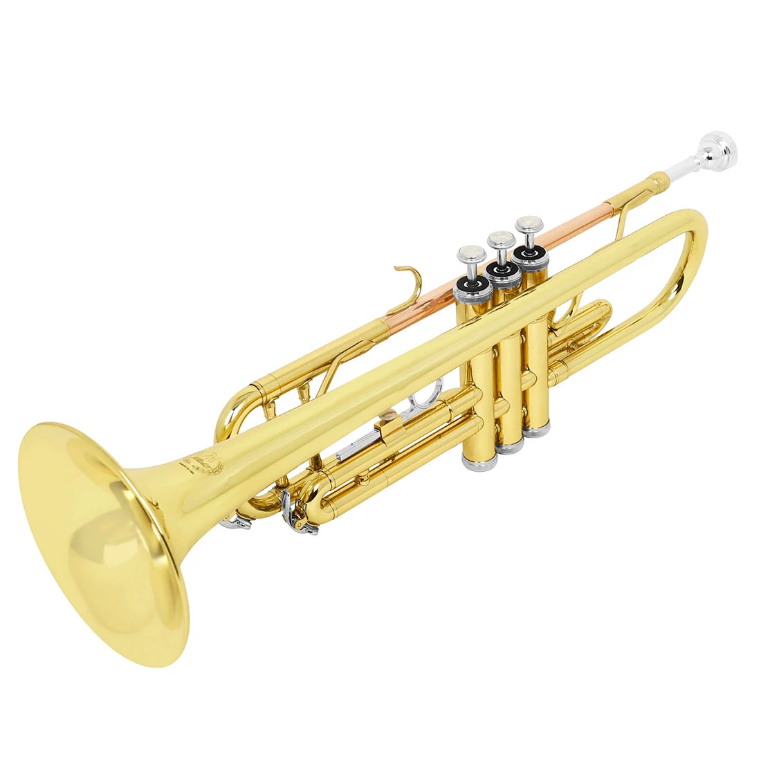M MBAT Bb/B Flat Trumpet Brass Gold Exquisite Durable Musical Instrument with Mouthpiece Bracket Weak Speaker Gloves Strap Case
