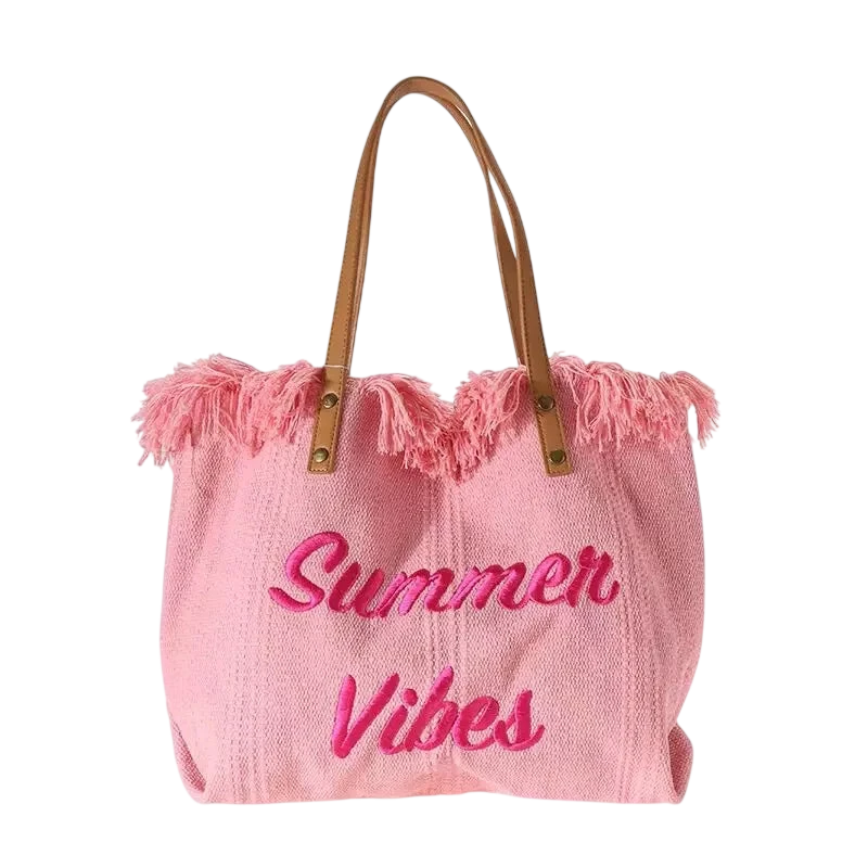 Handbag Woman Bag Design Simple Niche Travel Beach Tote Bag Tassel Letter Embroidery Fashion Large Capacity Shoulder Bags 2022
