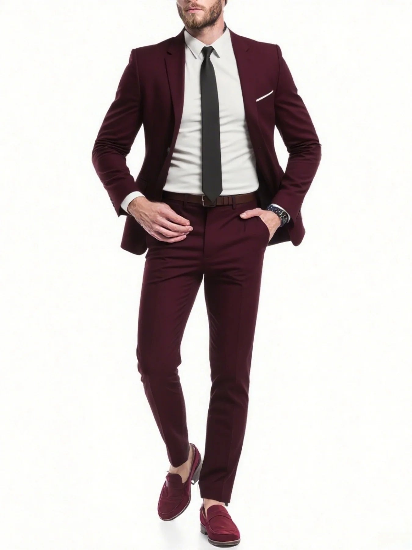 Men's Suit 2pcs Set, Stylish Jacket And Trousers, Elegant Formal Wear for Wedding, Party And Event