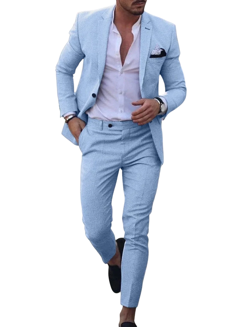 2026 Mens Suit Sets Fashion Party Formal Business Outfit Solid Tuxedo Single Button Blazer Pants Wedding Groom Dress Two Pieces