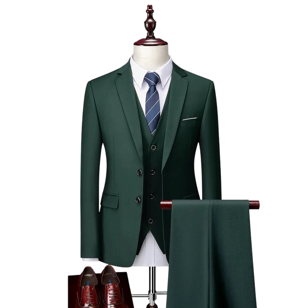 Men 3Pcs Set Suits Slim Fit 2 Buttons Blazer Formal Business Jackets Korean Style Suit Vest Groom Wedding Prom Dinner Waistcoats