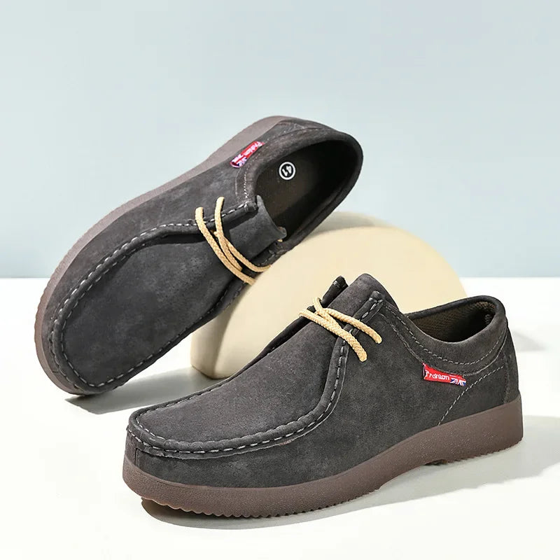 Men Casual Shoes Suede Leather Work Shoes Male Lace-up Flats Sneakers Platform British Business Party Dress Shoes 38-45
