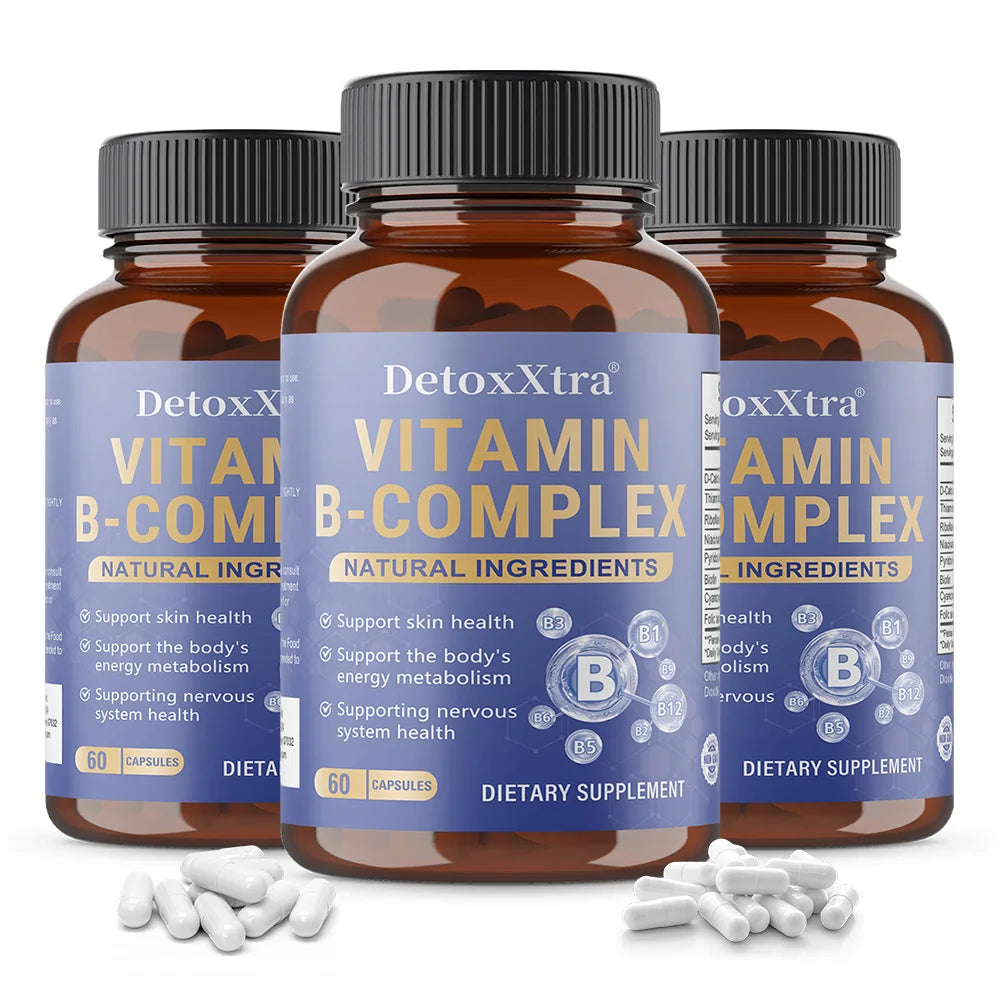 Vitamin B Complex Capsules, Relieve Stress, Energy Metabolism, Nervous System & Immune Wellness Support, Vegetable Capsules