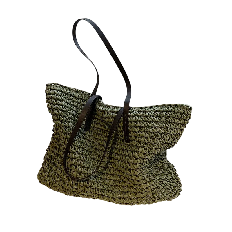 Women Handbag Summer Beach Bag Rattan Woven Handmade Knitted Straw Large Capacity Totes Leather Women Shoulder Bag Bohemia New