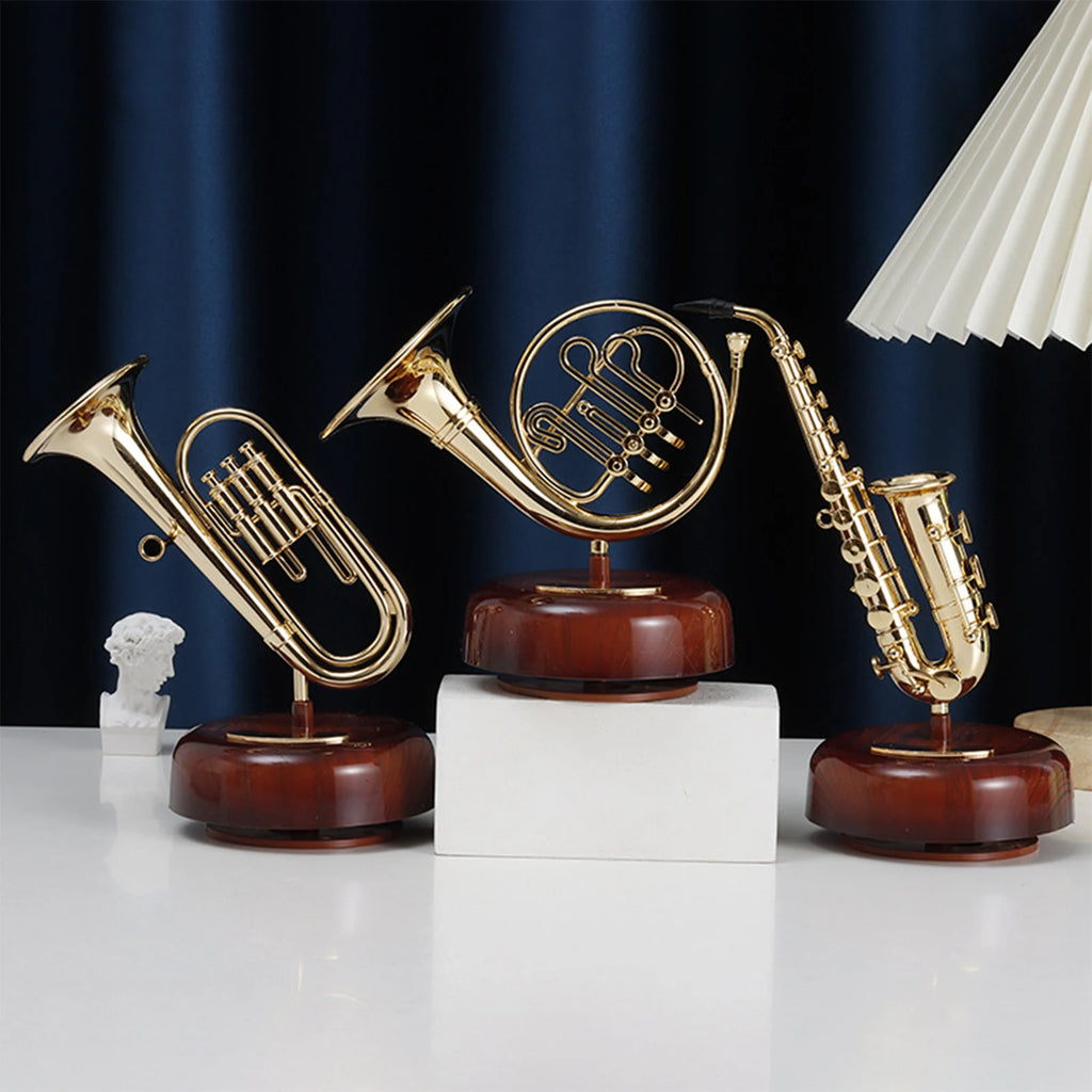 Saxophone Music Box Classical Wind Up Musicbox Twirling Music Box Rotating Base French Horn Trumpet Saxophone