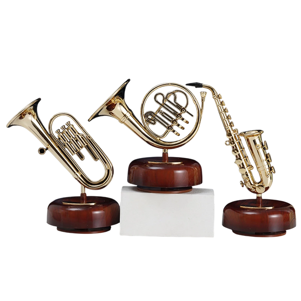Saxophone Music Box Classical Wind Up Musicbox Twirling Music Box Rotating Base French Horn Trumpet Saxophone