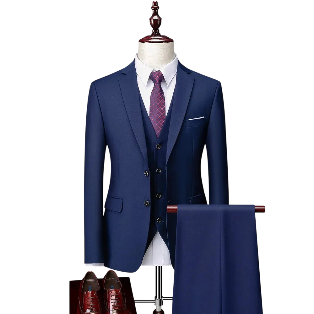 Men 3Pcs Set Suits Slim Fit 2 Buttons Blazer Formal Business Jackets Korean Style Suit Vest Groom Wedding Prom Dinner Waistcoats