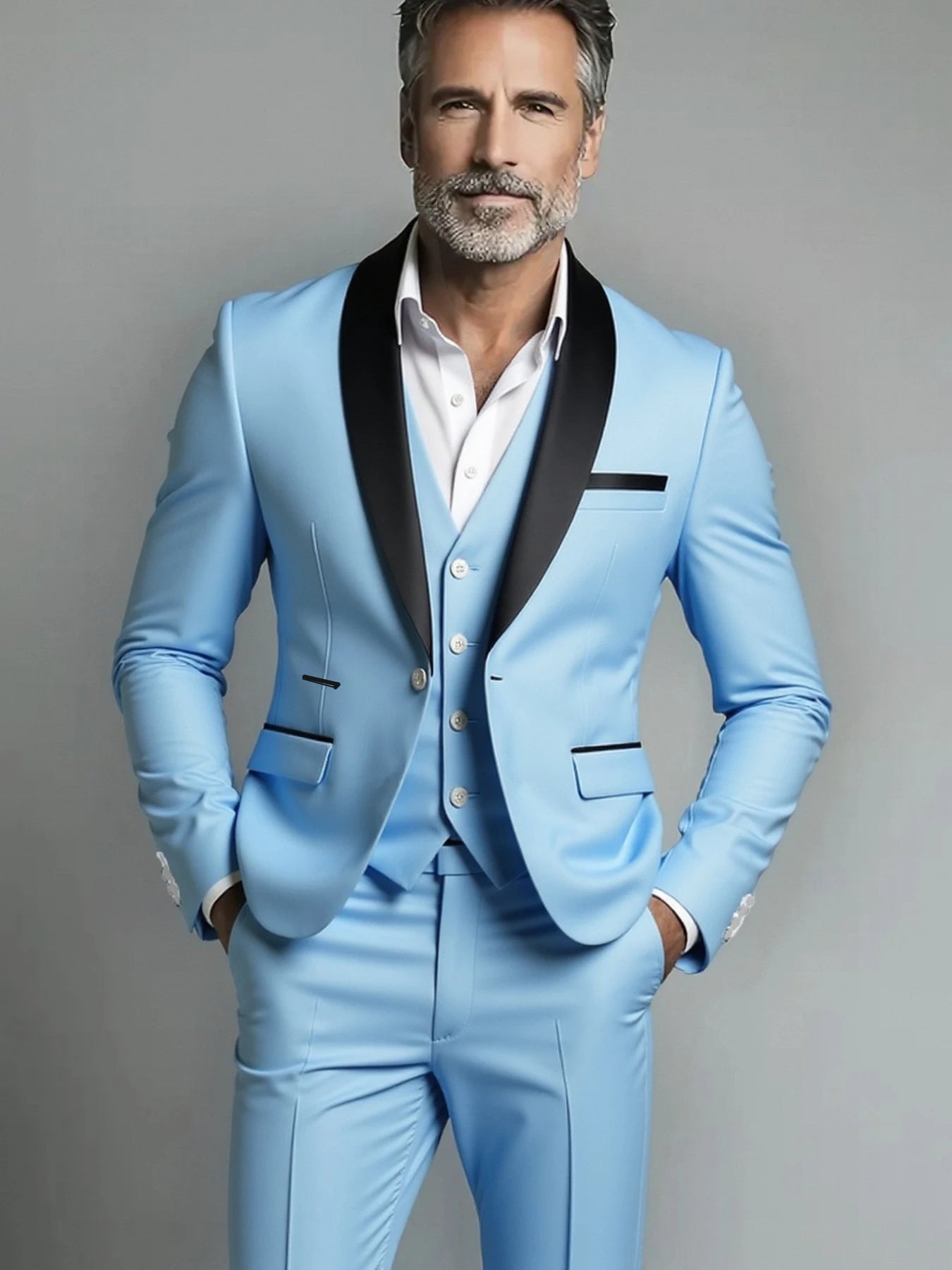 Suit (suit+vest+pants) Men's Business Solid Color Fashion Slimming Work Solid Color Plus Size Formal Dress Wedding Best Men Suit