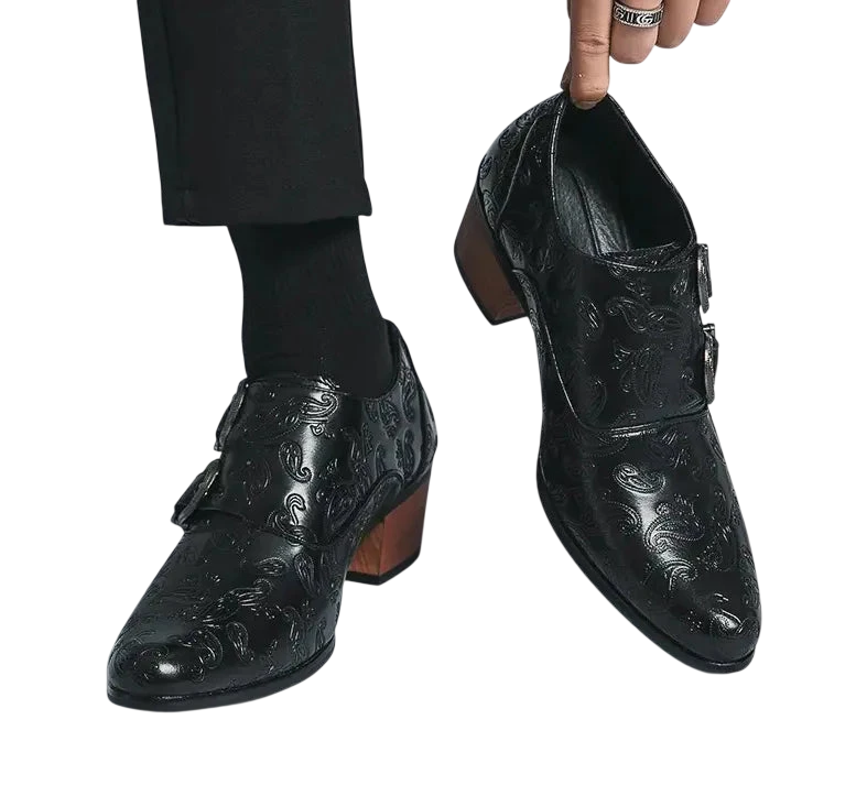 Mens Wedding Shoes Fashion Slim Fit Pointed High Heel Pullover Shoes Breathable Leather Shoes Classic Vintage Mens Dress Shoe