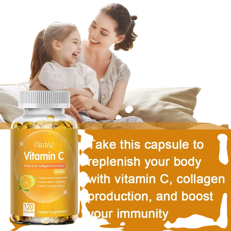 Vitamin C Capsules 2000 Mg Rich In Antioxidant Helps Skin Nail And Hair Health Immune System Collagen Supplement