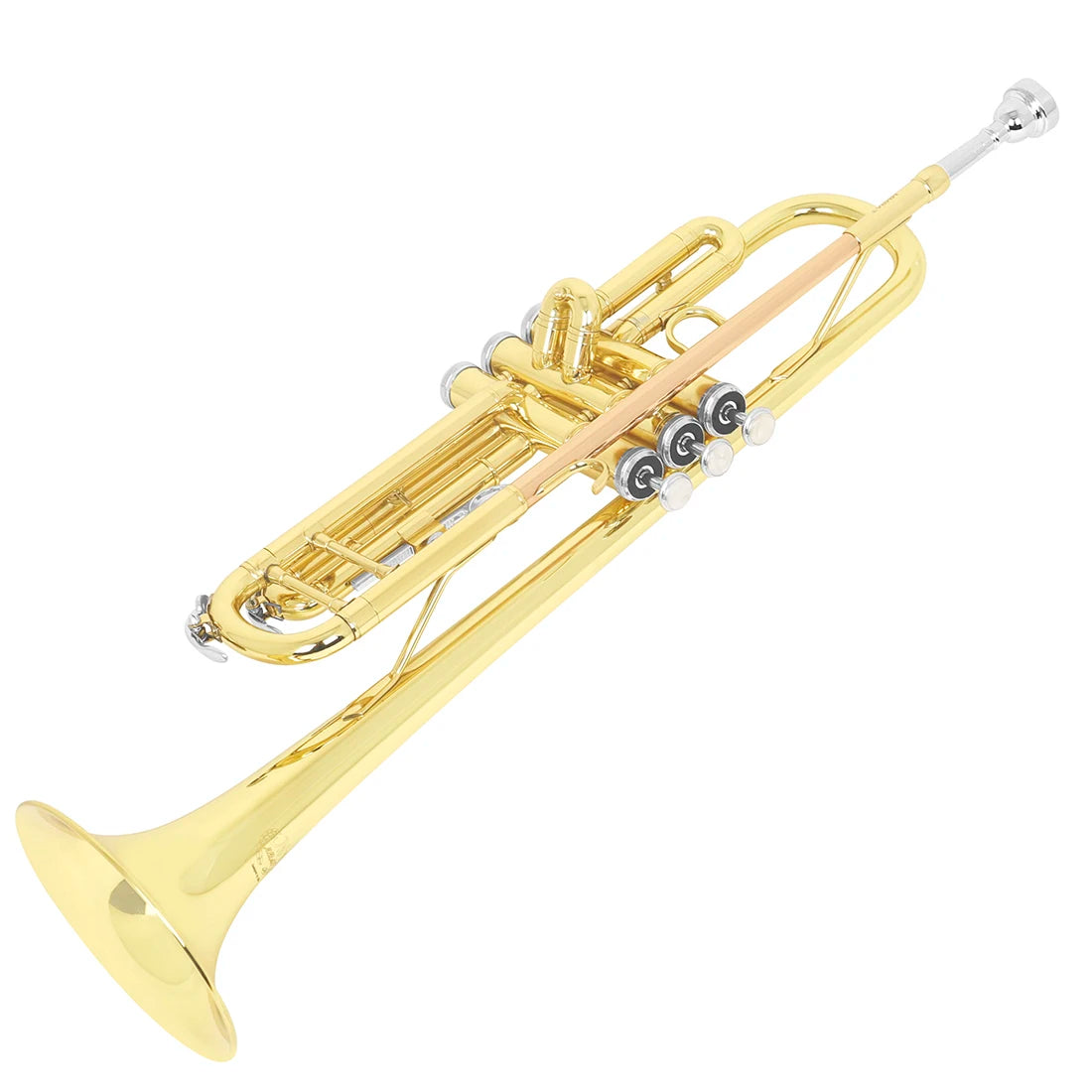M MBAT Bb/B Flat Trumpet Brass Gold Exquisite Durable Musical Instrument with Mouthpiece Bracket Weak Speaker Gloves Strap Case