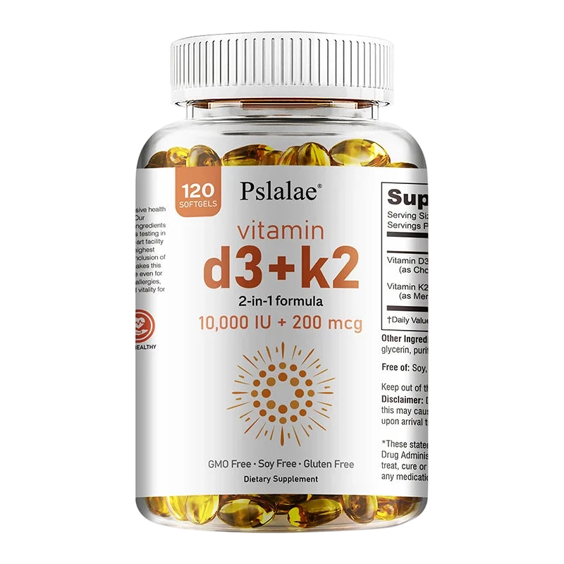 Vitamin D3 10000 Iu With K2 200 Mcg 2 In 1 Support Immune Heart Joint Teeth Bone Health
