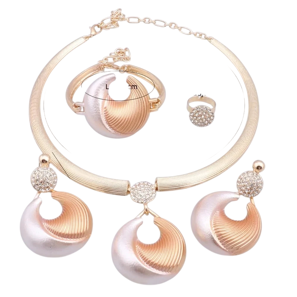 Dubai Jewelry Set For Women Silver Plated Luxury Necklace Earrings Bracelet And Ring Set Jewelry For Wedding Party Trending
