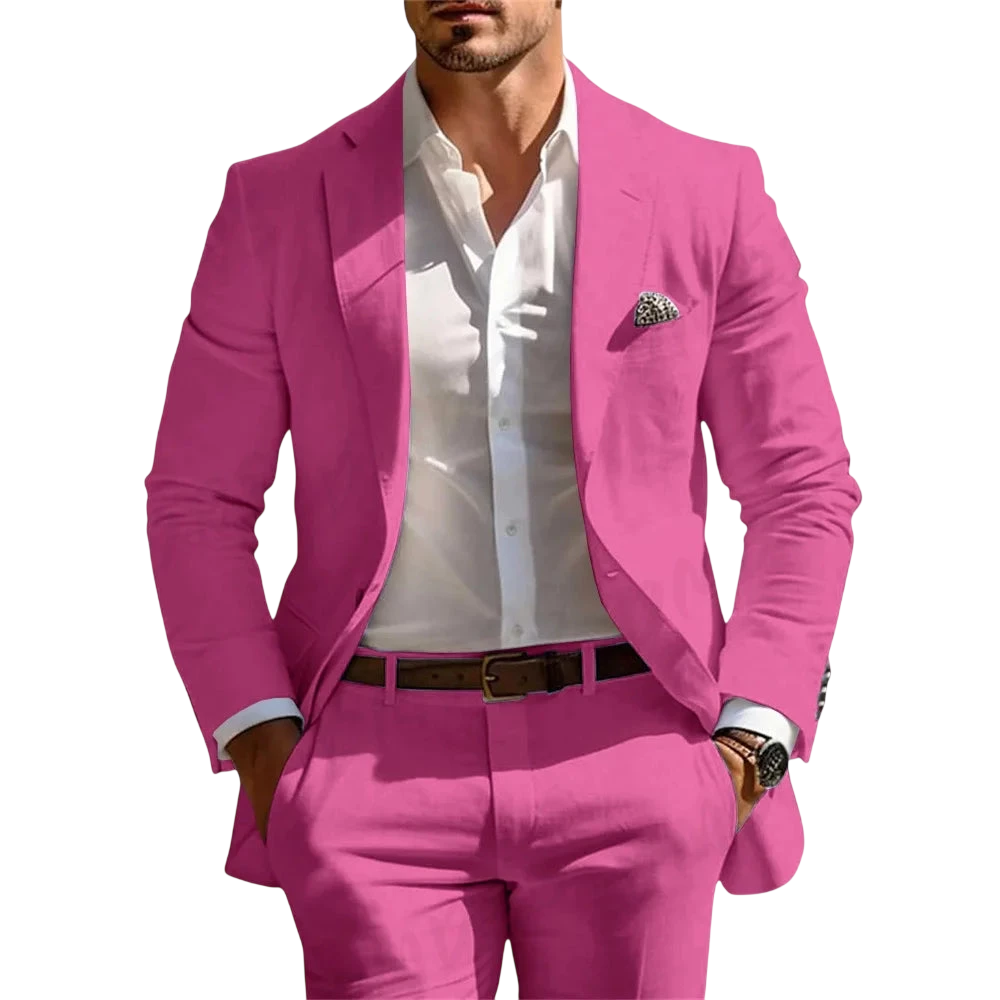 Classic Summer Mens Suit 2Pcs For Wedding Formal Solid Suit Including Jacket Pants For Party Classic Occasion Clothing