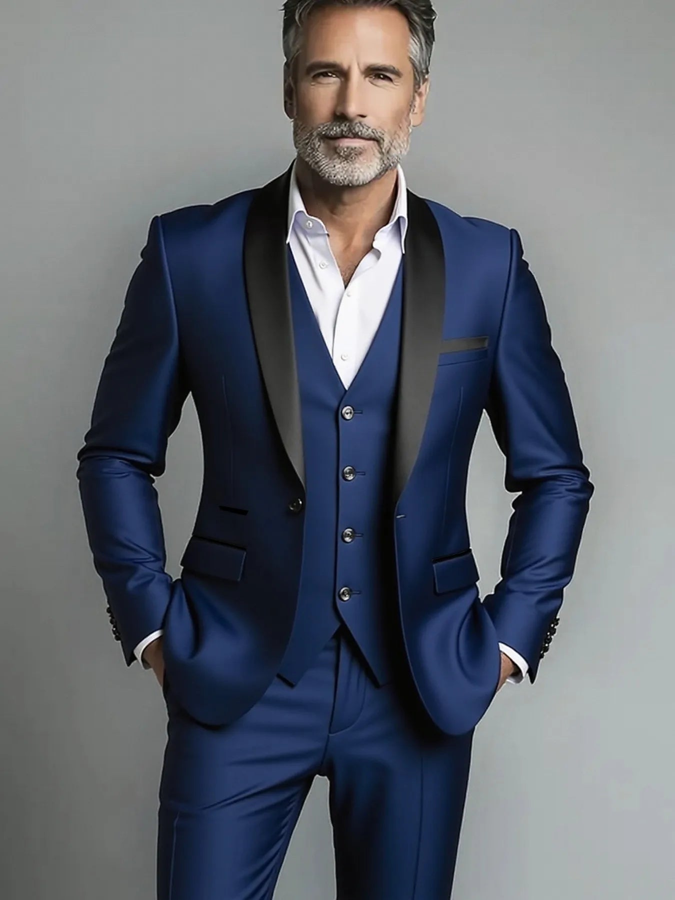 Suit (suit+vest+pants) Men's Business Solid Color Fashion Slimming Work Solid Color Plus Size Formal Dress Wedding Best Men Suit