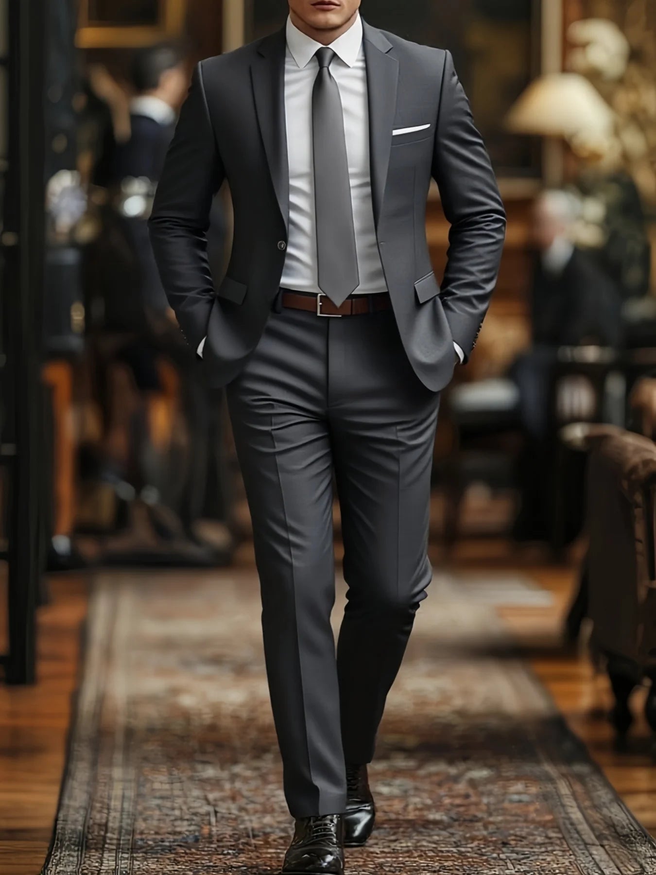 Men's Suit 2pcs Set, Elegant Formal Jacket And Pants, Great Wear for Wedding, Party And Formal Dinner