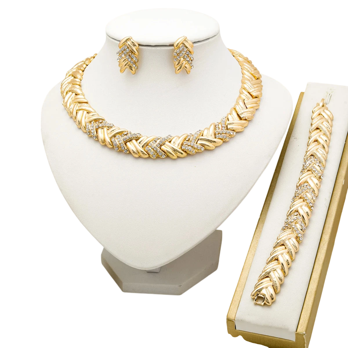 Dubai Jewelry Set For Woman 18K Gold Plated Luxury Necklace Earrings Bracelet And Ring Set Jewelry Wedding Party Trending