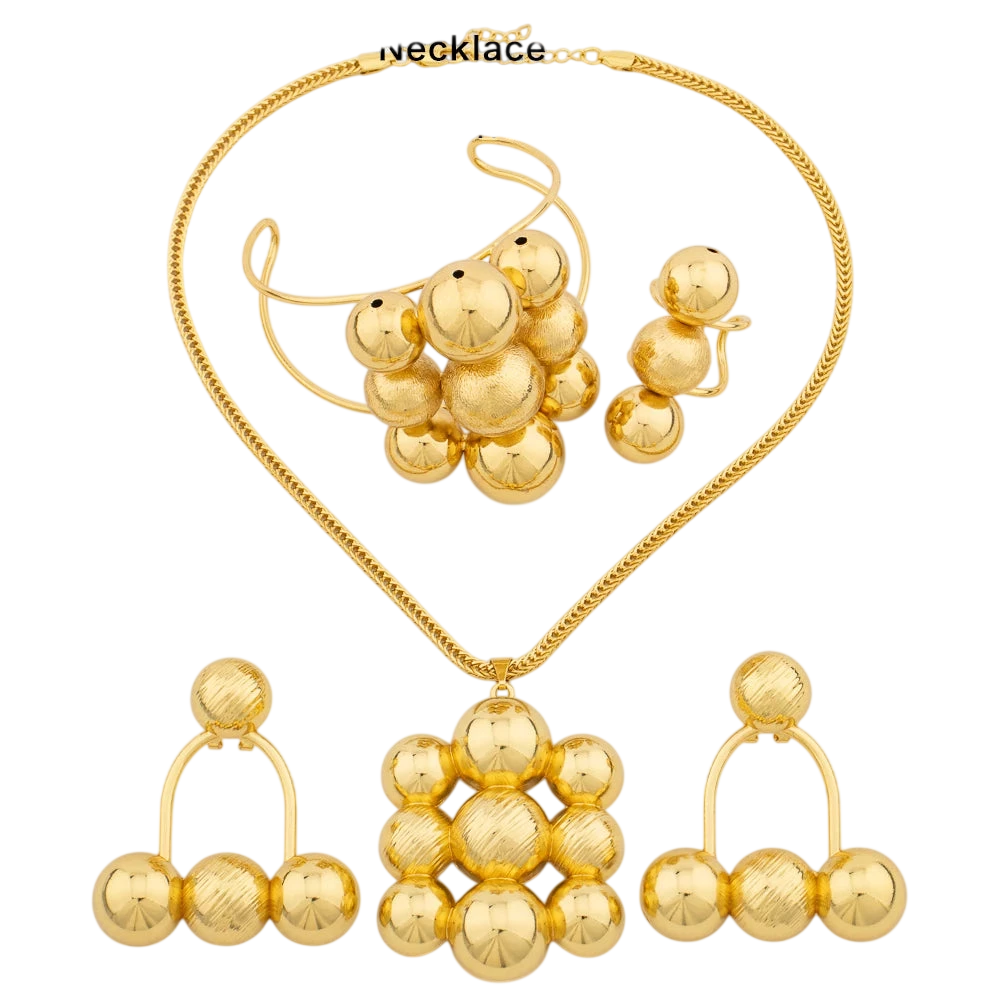 Jewelry Set For Women Luxury Pendant Necklace And Dangle Earrings Weddings Bridal Bangle Ring Set Gifts