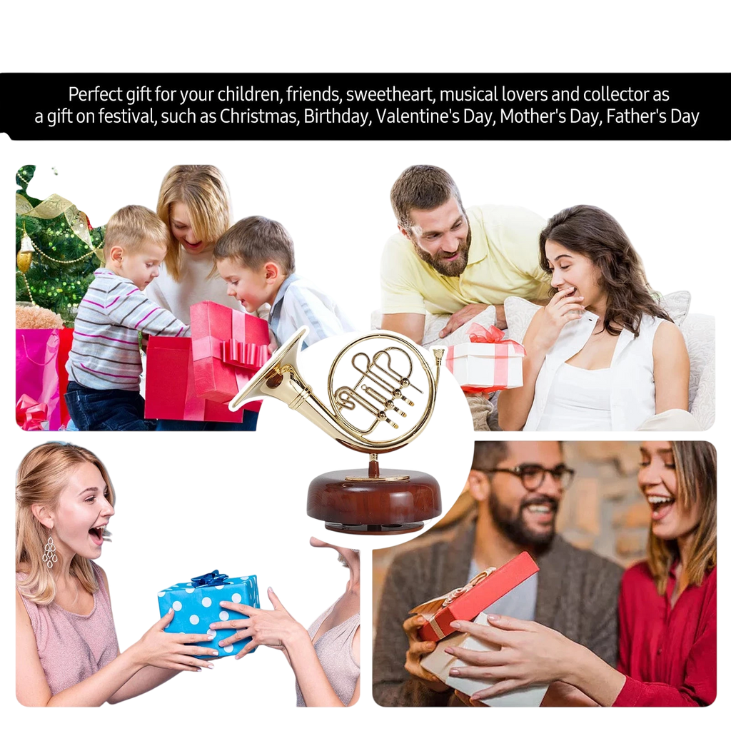 Saxophone Music Box Classical Wind Up Musicbox Twirling Music Box Rotating Base French Horn Trumpet Saxophone