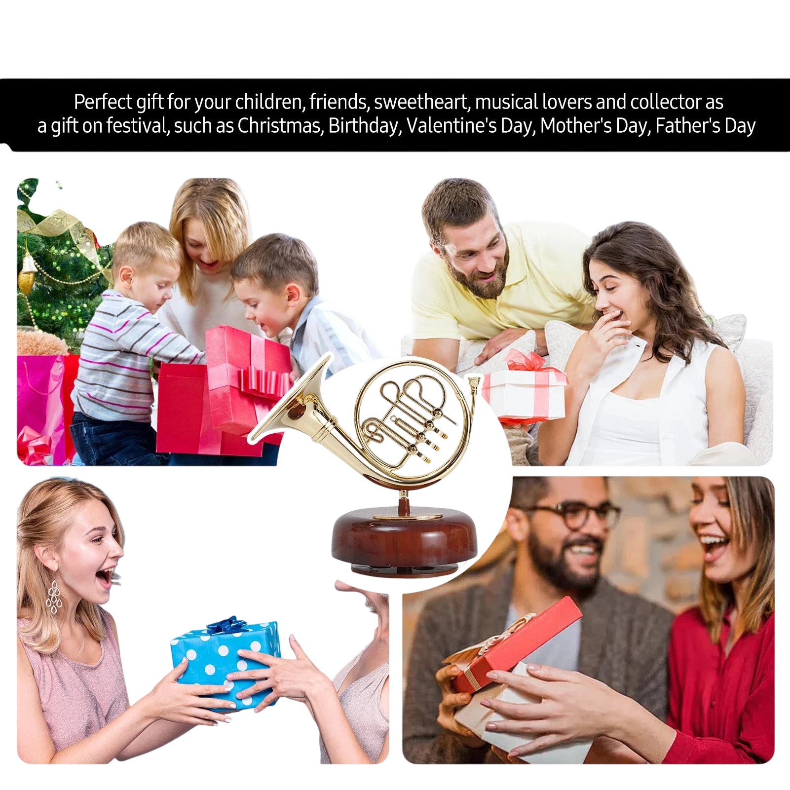 Saxophone Music Box Classical Wind Up Musicbox Twirling Music Box Rotating Base French Horn Trumpet Saxophone