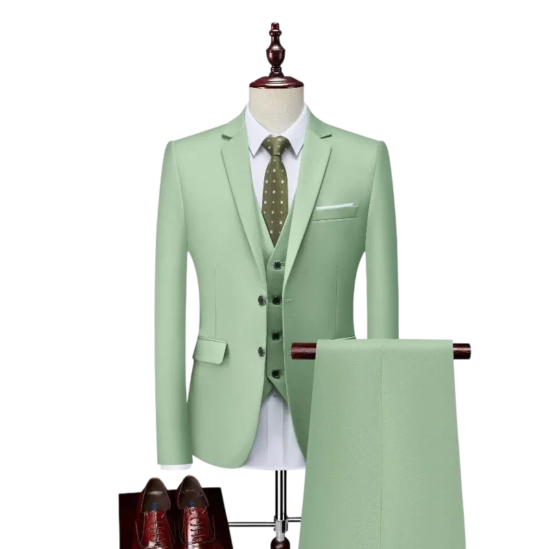 Men 3Pcs Set Suits Slim Fit 2 Buttons Blazer Formal Business Jackets Korean Style Suit Vest Groom Wedding Prom Dinner Waistcoats