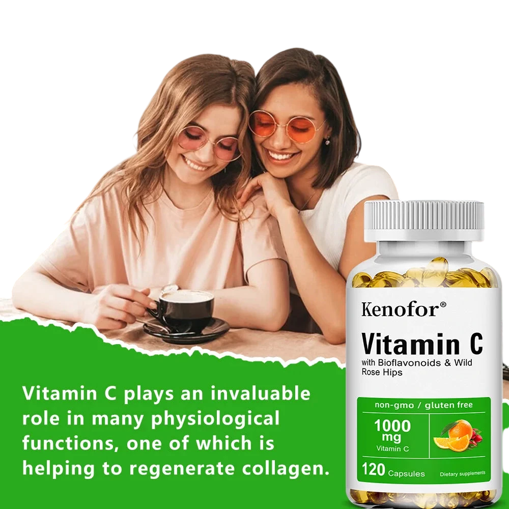 Vitamin C 1000Mg With Bioflavonoids Wild Rose Hips Supports Skin Health Antioxidant Immune System Health 120 Capsules