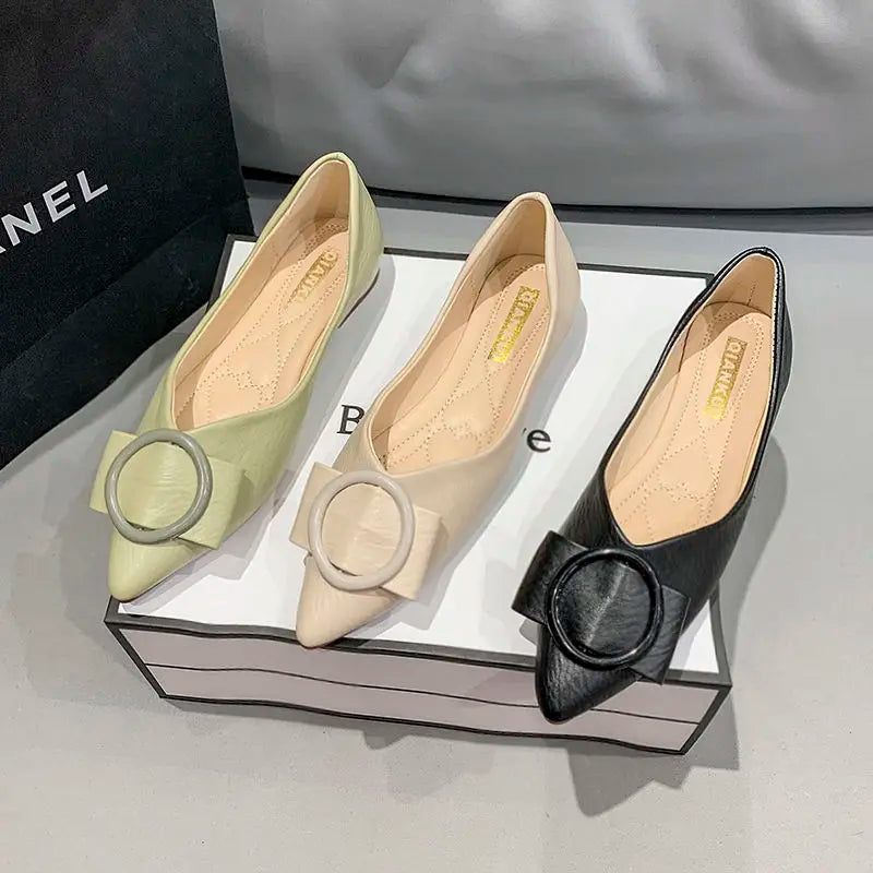 Ladies Footwear Pointed Toe Women's Flat Shoes Bride Moccasins Spring 2025 Trend Y2k High Quality Fashion Elegant Dress Lastest