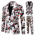 Mens Luxury Suit 3 Piece Fashion Business Party Mens Paisley Formal Suits Sets Jacket Vest Pants Slim Fit Dress Men Clothing