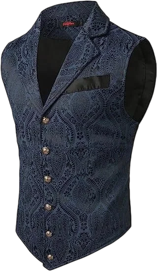 Suits Vest Coat Men Button Formal Sleeveless Coats Floral Print Gothic Punk Victoria Costume Waistcoat Lapel Collar Vest Uniform