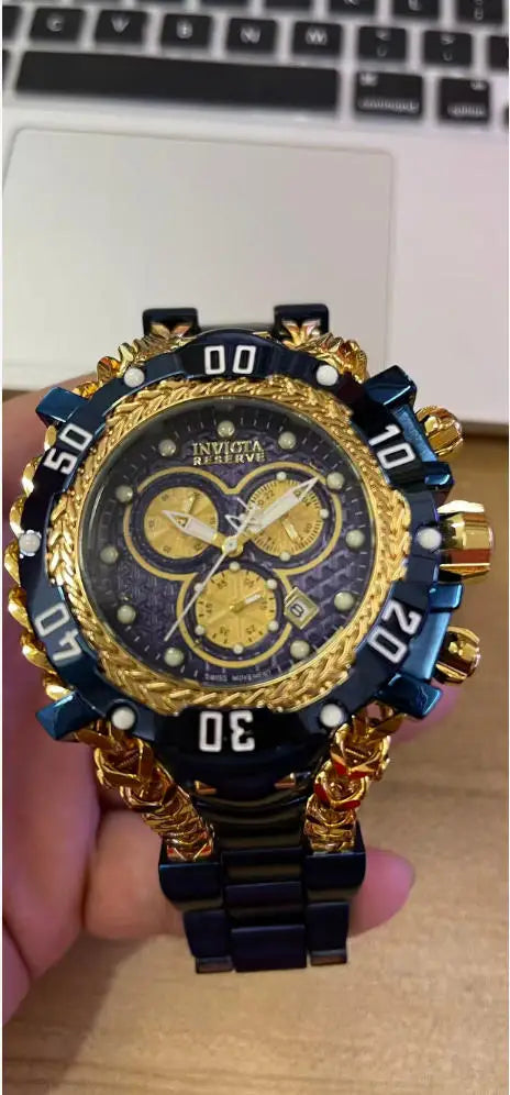 Men's Trend Watch Domineering Thick Large Dial Stainless Steel Chronograph Steel Belt Quartz Multifunctional Men's Trend Watch