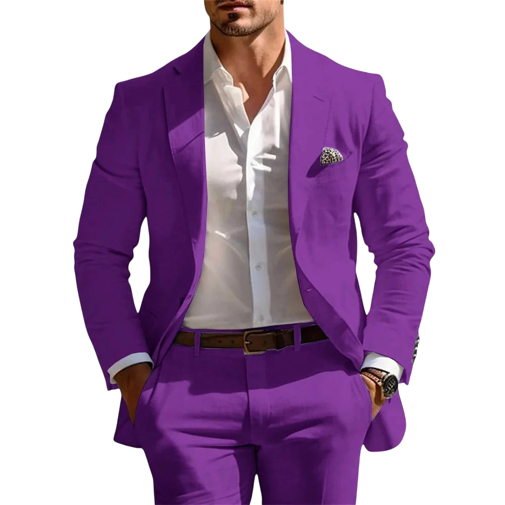 Classic Summer Mens Suit 2Pcs For Wedding Formal Solid Suit Including Jacket Pants For Party Classic Occasion Clothing