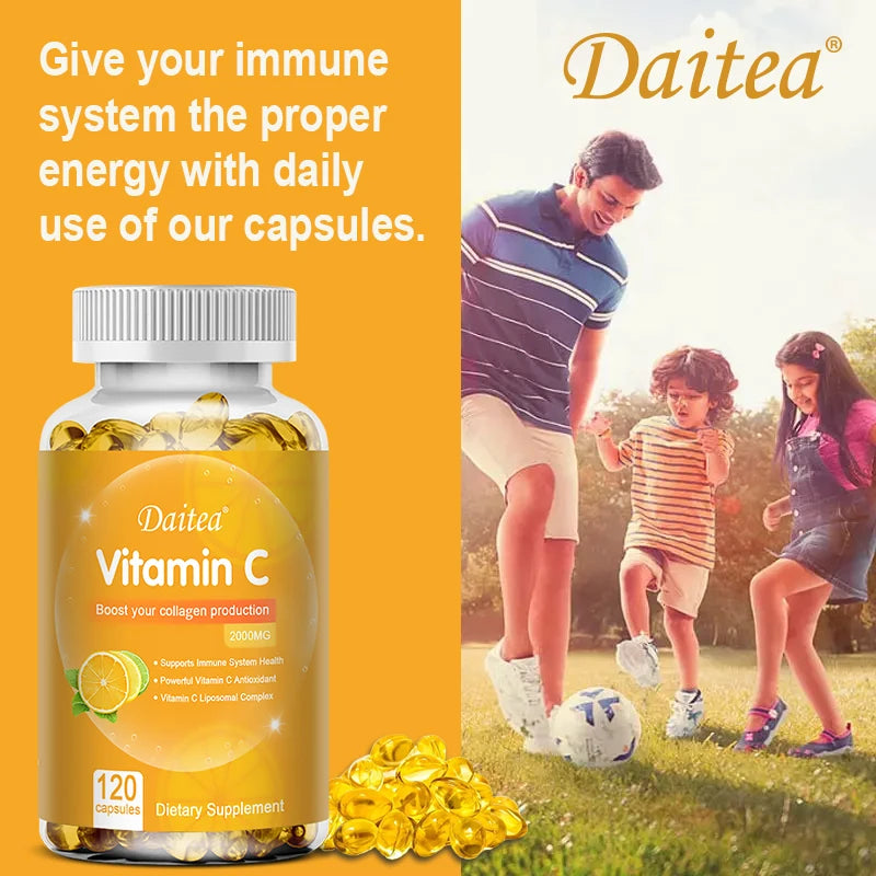 Vitamin C Capsules - 2000mg, Promote Collagen Production, Support Skin and Immune Health, Powerful Antioxidant, 120 Capsules