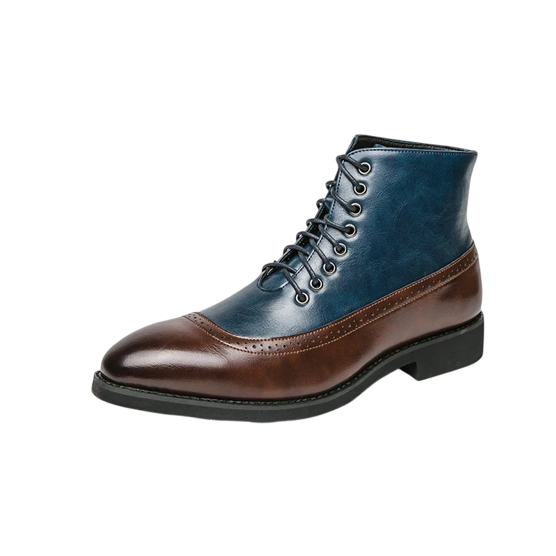 Winter Trend High Top Workwear Shoes Tips Thick Soles For Mens Business Dress Shoes British Style Mens Leather Ankle Boots