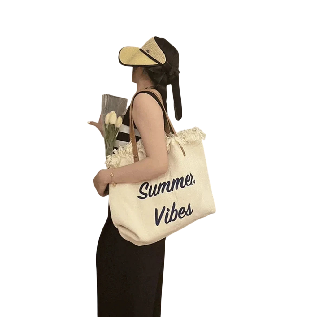 Handbag Woman Bag Design Simple Niche Travel Beach Tote Bag Tassel Letter Embroidery Fashion Large Capacity Shoulder Bags 2022