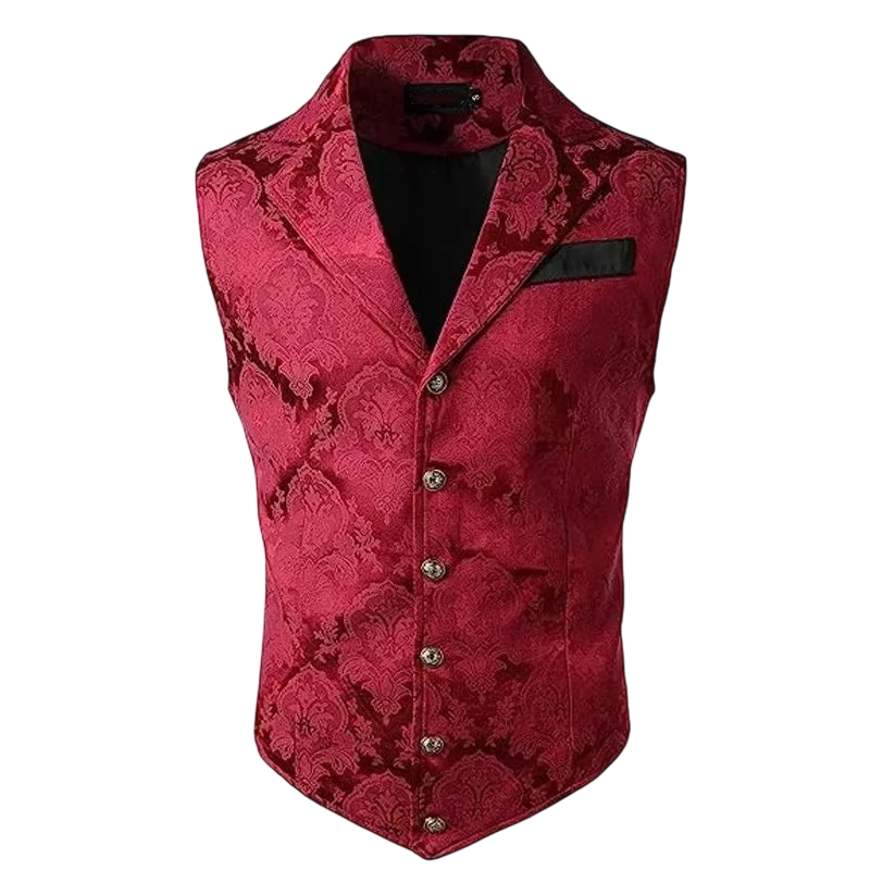 Suits Vest Coat Men Button Formal Sleeveless Coats Floral Print Gothic Punk Victoria Costume Waistcoat Lapel Collar Vest Uniform